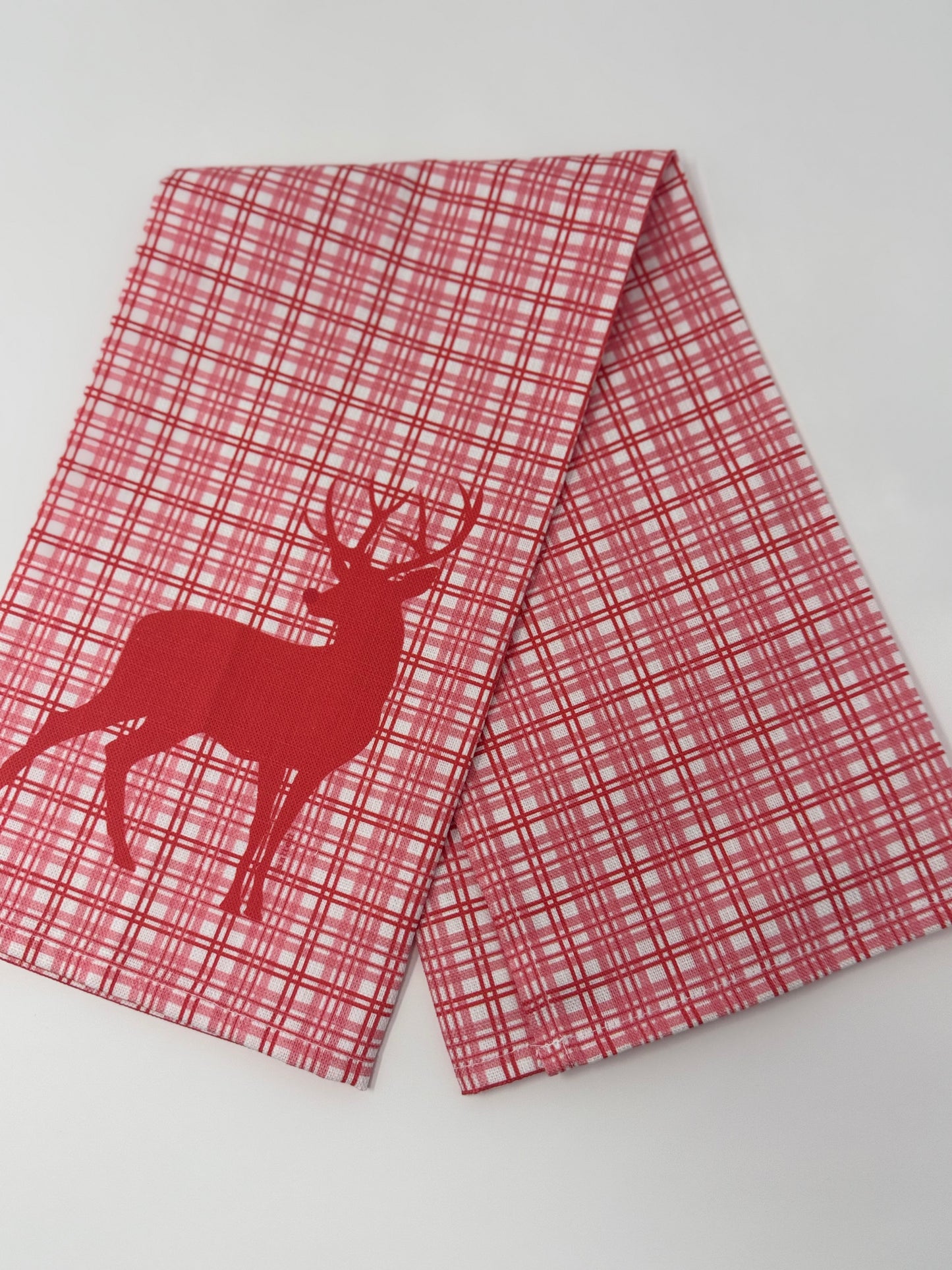 Plaid Deer Hand Towel