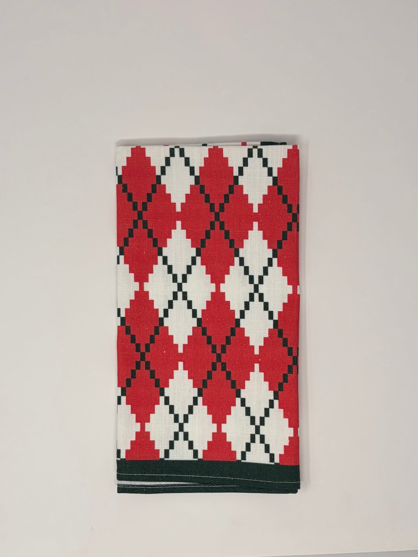 Argyle Napkin - Red and Green