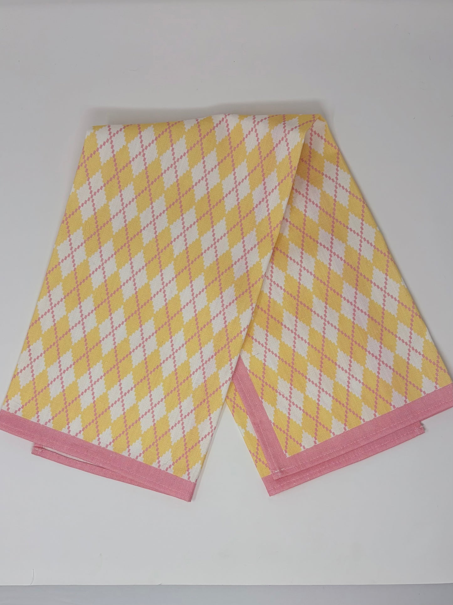 Argyle Hand Towel - Yellow and Pink