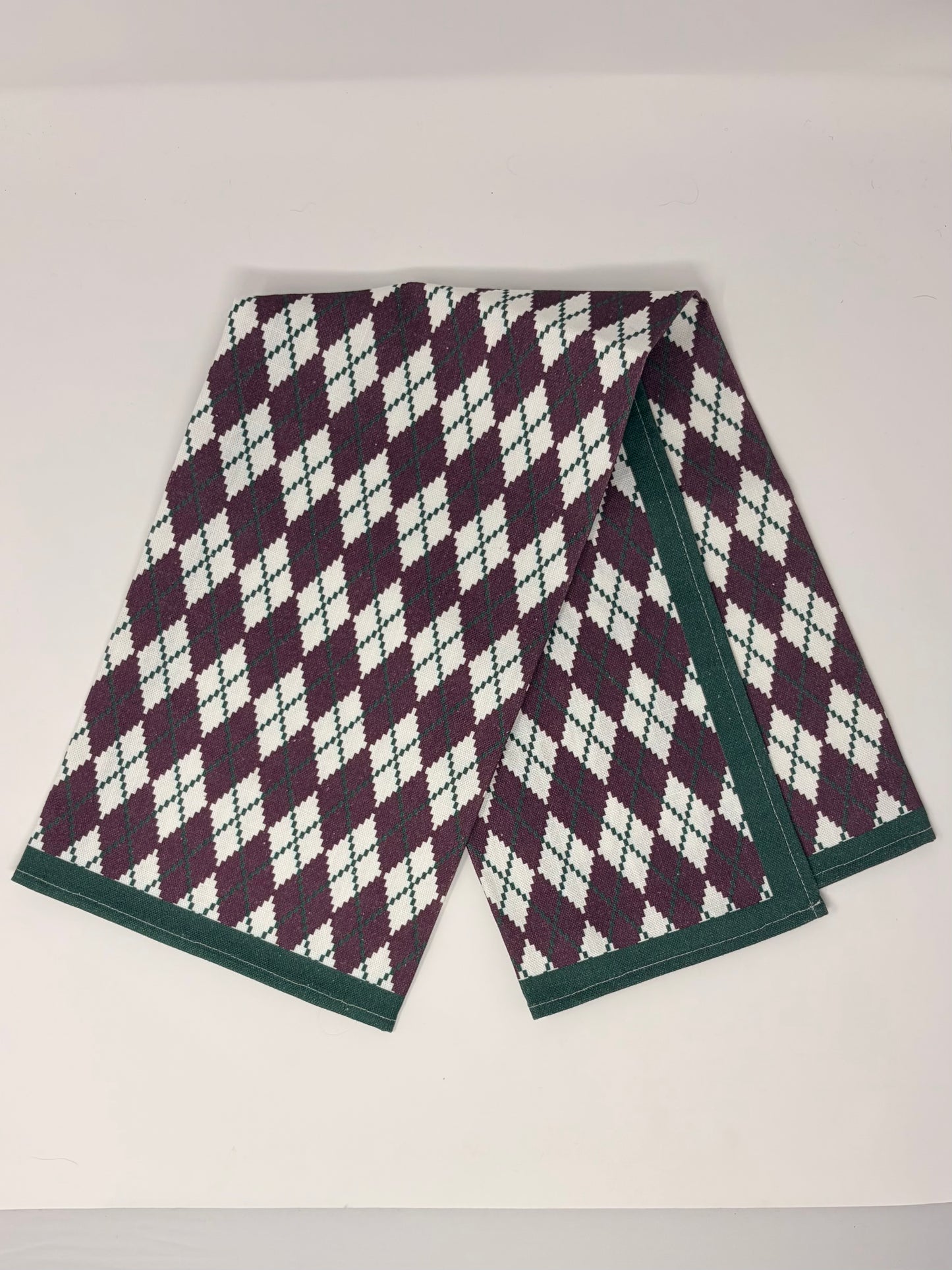 Argyle Hand Towel - Plum and Green