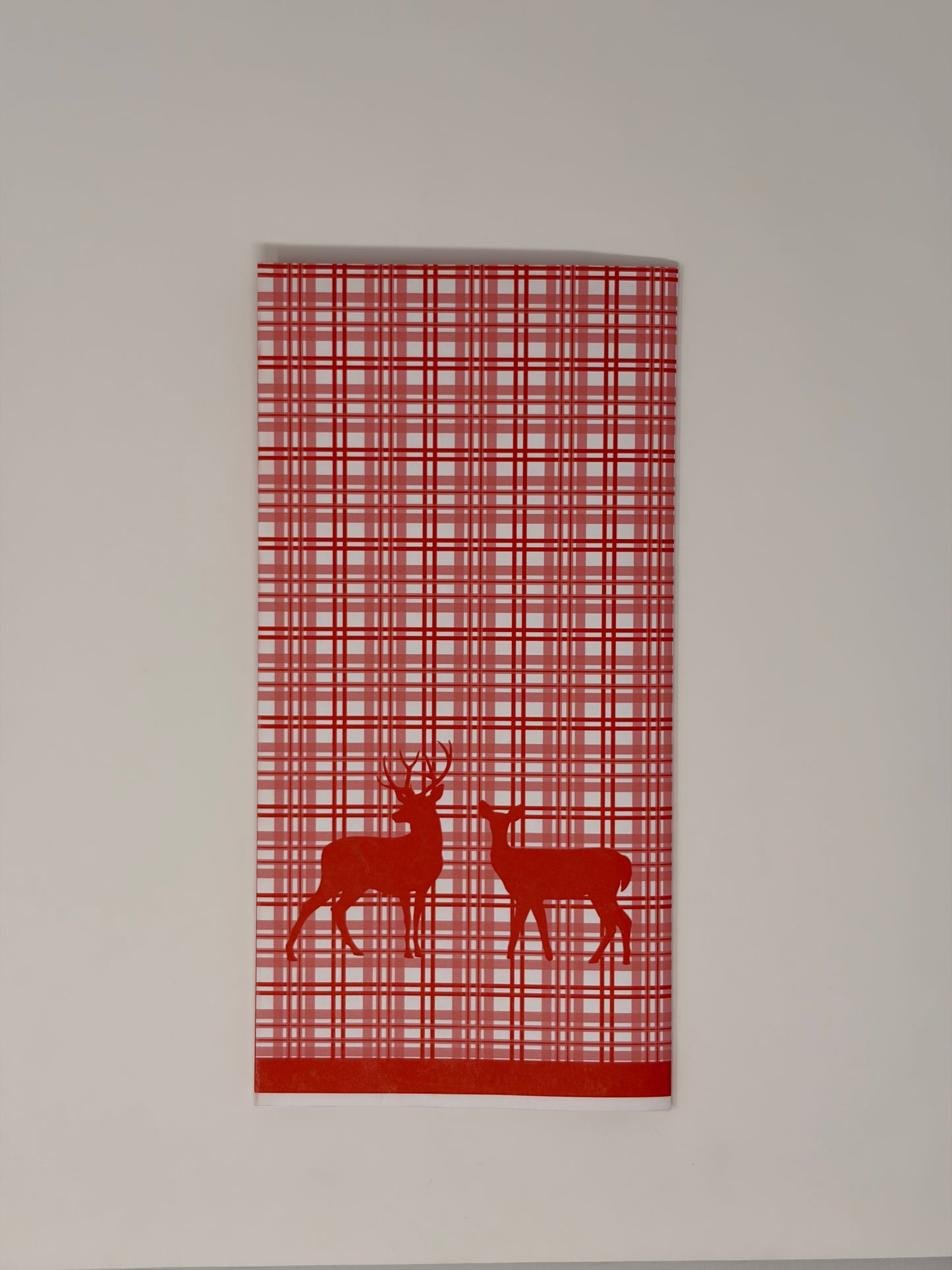 Plaid Deer Napkin - Red