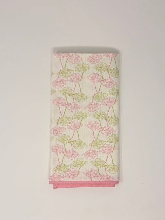 Gingko Napkin - Pink and Grass