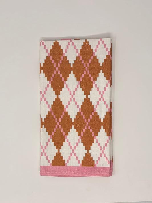 Argyle Napkin - Buckthorn and Pink