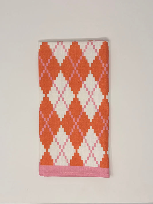 Argyle Napkin - Orange and Pink