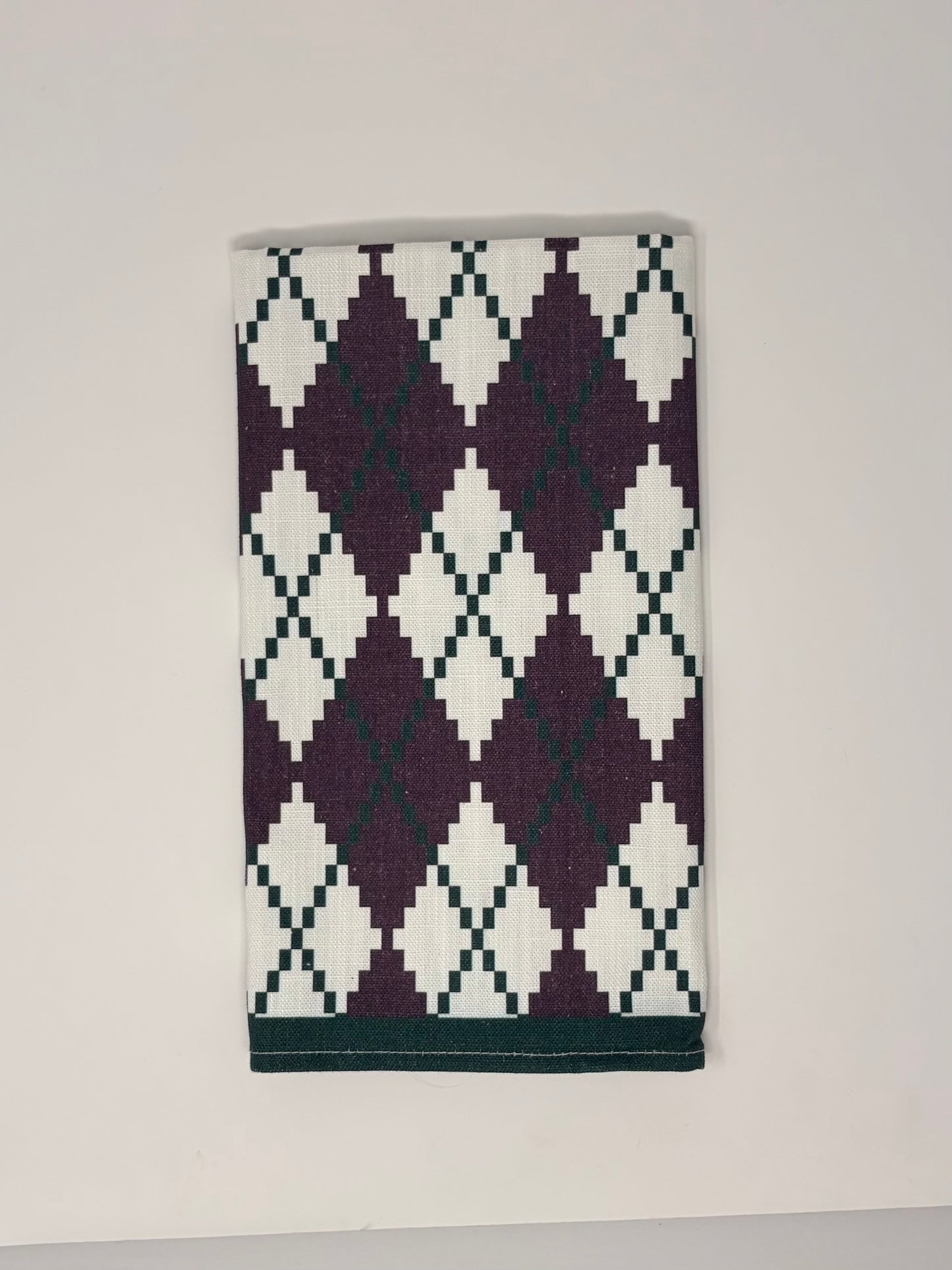 Argyle Napkin - Plum and Green