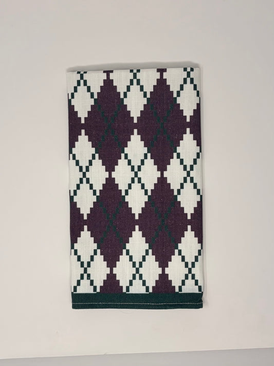 Argyle Napkin - Plum and Green
