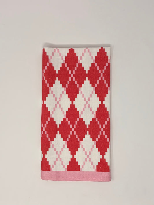 Argyle Napkin - Red and Pink