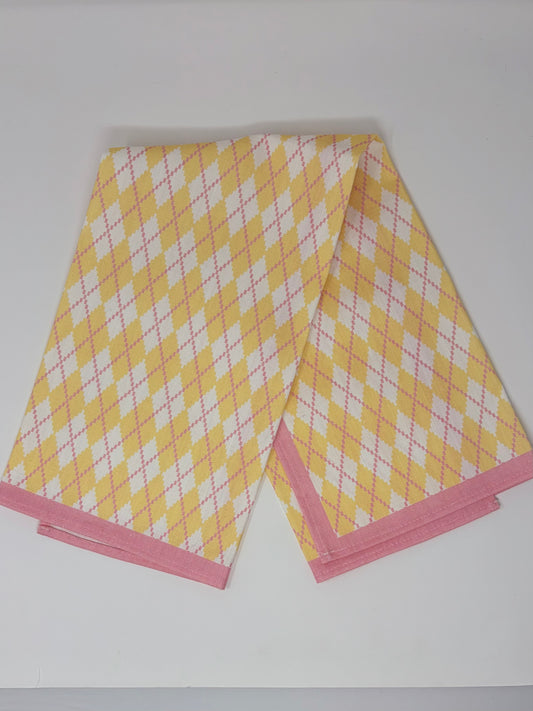Argyle Hand Towel - Yellow and Pink