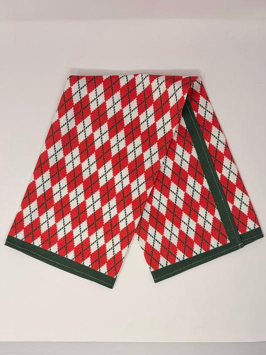Argyle Hand Towel - Red and Green