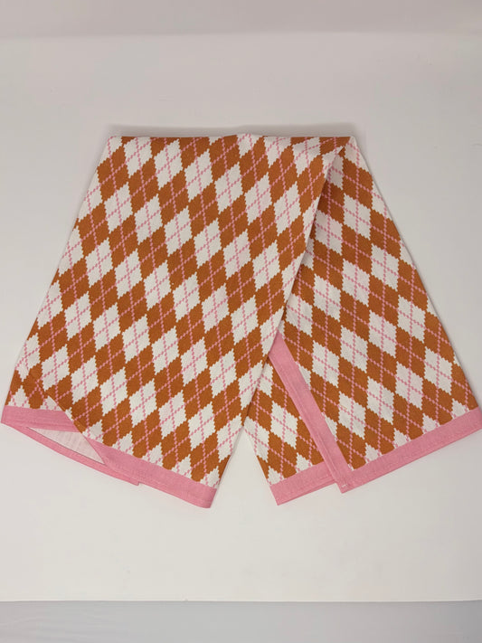 Argyle Hand Towel - Buckthorn and Pink