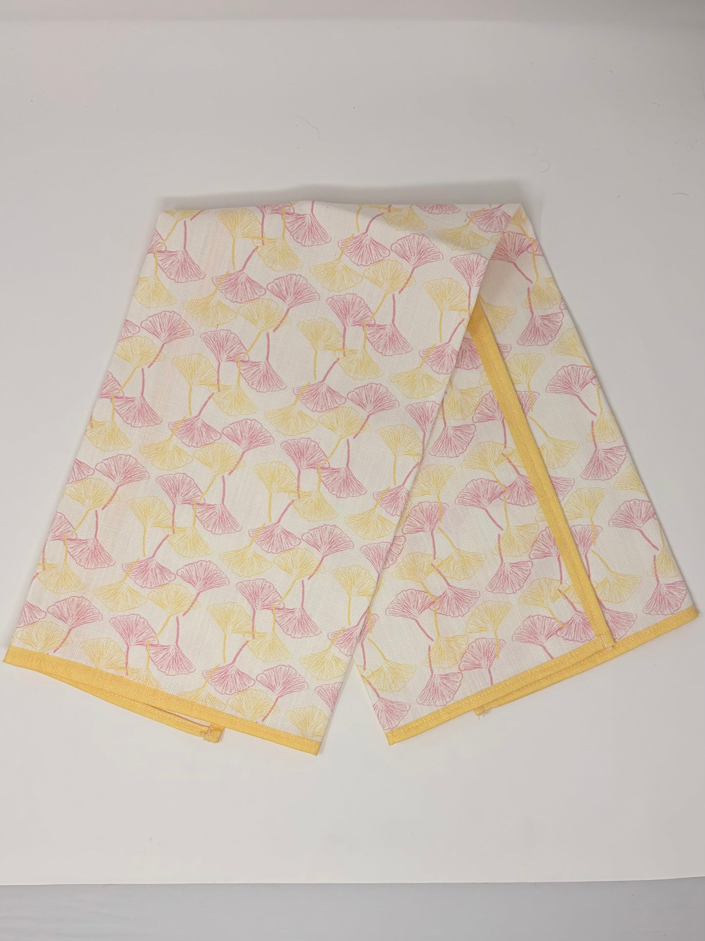 Gingko Hand Towels - Yellow and Pink