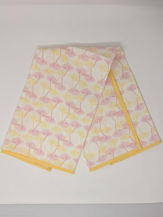 Gingko Hand Towels - Yellow and Pink