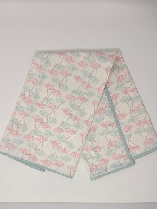 Gingko Hand Towels - Sky and Pink