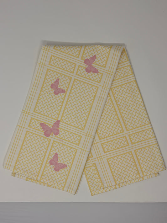 Lattice Butterfly Hand Towel - Yellow