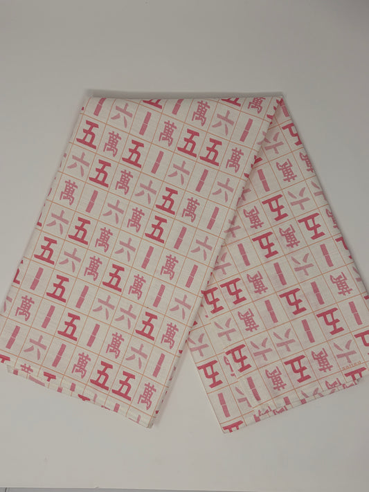 Mahjong Tiles Hand Towel - Pink