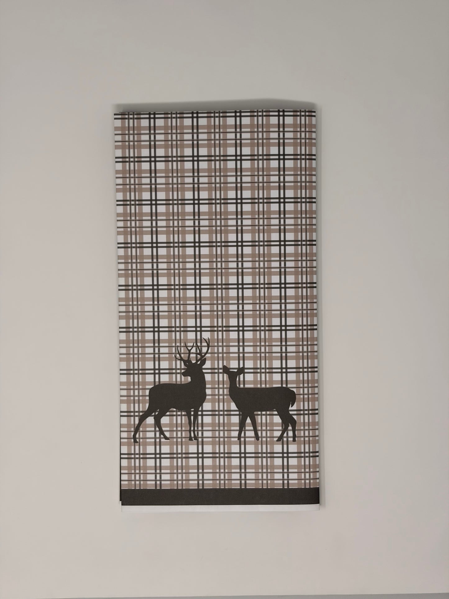 Plaid Deer Napkin - Mulch