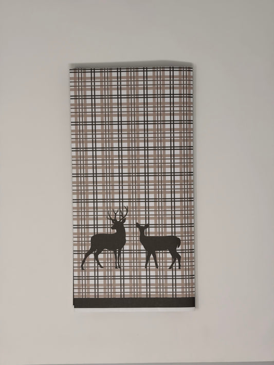 Plaid Deer Napkin - Mulch