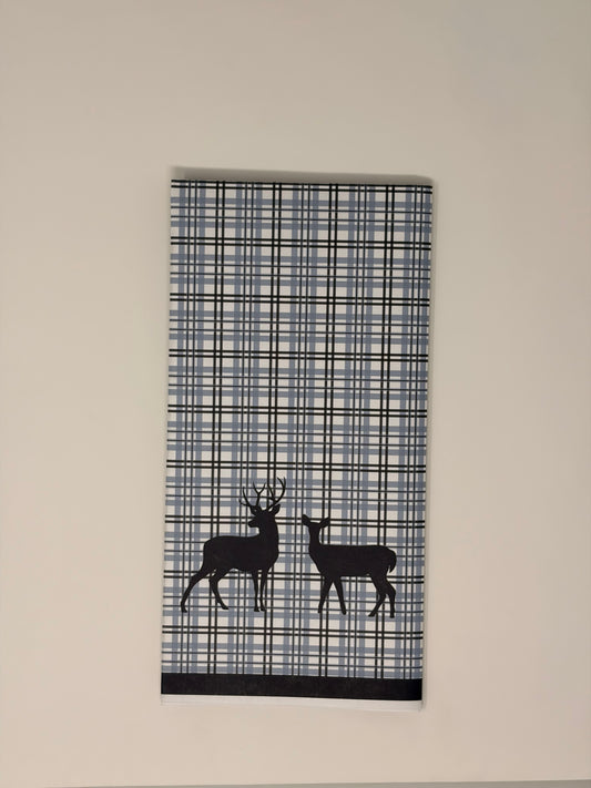 Plaid Deer Napkin - Naval